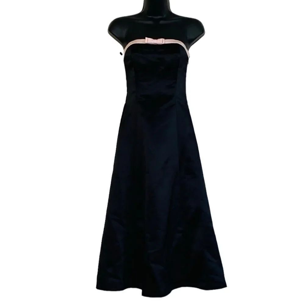 Vtg Jessica McClintock Gunne Sax Strapless Black Pink Ballerina Dress Sz 3/4 NWT